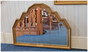 Contemporary Gilt Framed Mirror, with shaped top in the form of a half decagon, with bevelled edged