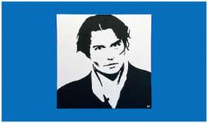 Johnny Depp Framed Canvas. 20`` square.
