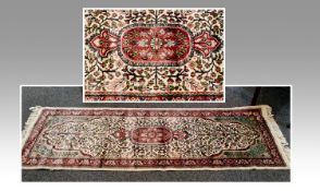 Persian Fine Hand Stitched Silk Rug. 20th Century Isfan Style. 6 feet by 2 feet. Excellent