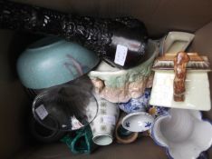 Box Of Misc Pottery And Collectables, To Include Some Oriental, Glass, British Ceramics etc.