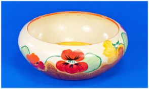 Clarice CLiff 1930`s Hand Painted Inverted Bowl. ``Nasturtium`` design. Bizarre range. c.1932. 3.5