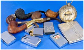 Misc Lot Of Collectables Comprising Lighters And Smoking Pipes.