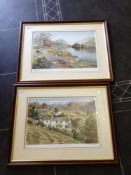 Two Judy Boyes Signed Coloured Prints. 1. Grasmere 20 by 14 inches 2.The Troutbeck Fells from Town