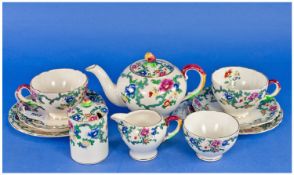 Royal Cauldon 1920`s, 9 piece Tea For Two service. ``Victoria`` pattern, comprises one tea pot,