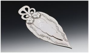 George Jensen. A Handsome Sterling Silver Bookmark. Openwork planished finial with berries in