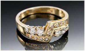 18ct Gold Diamond Dress Ring, Set With Round Modern Brilliant Cut Diamonds, Fully Hallmarked, Ring