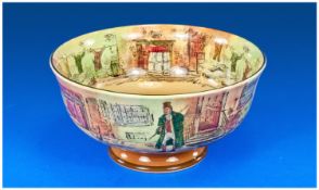 Royal Doulton Series Ware `Dickens` Footed Bowl, continuous Victorian street scene with Sairey