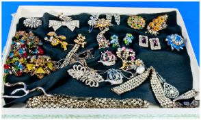 Collection Of Costume Jewellery, Comprising Brooches, Paste Bracelets, Earrings etc