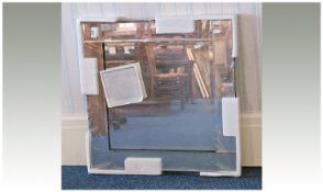 Contemporary Square Glass Mirror, the centre with bevelled edges, edged with glass to border,