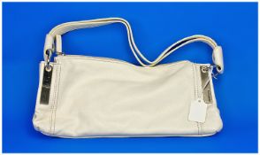 Fiorelli Off-White Handbag, low, wide rectangular shape, the ends pleated in and held by 4