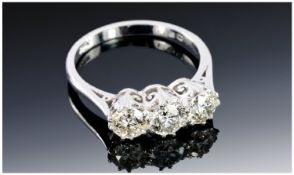 18ct Gold Three Stone Diamond Ring, Round Brilliant Cut Diamonds, Claw Set. Fully Hallmarked, Ring