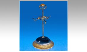 An Unusual Scottish Combined Hat Pin Holder and Ring Tree. The finial set with a faux citrine. The