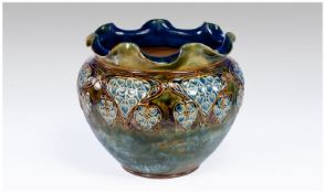 Royal Doulton Planter with Tubeline and Raised Decoration. c.1900. Height 6.5 Inches, Diameter 7