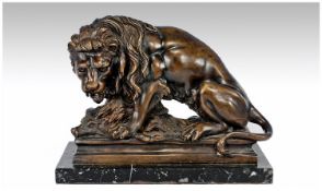 After Antoine-Louis Barye, Late 20thC Bronze. Lion With Boar.