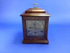 English Mahogany Cased Bracket Clock, mid 20th century, with chapter ring detailed with Roman