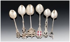 Collection Of Six Souvenir Spoons. Various Hallmarks.