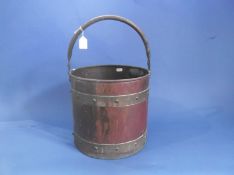 19th Century Brass Bound Copper Bucket, a copper handle, 12 inches high.