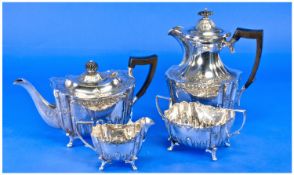 EPNS Four Piece Embossed Teaset, `Eye Witness, Sheffield` comprising teapot, water jug, two handled
