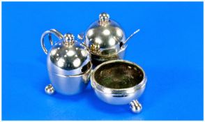 Mappin Brothers Trefil Shaped Silver Plates. Breakfast condiment set. 4`` in diameter.