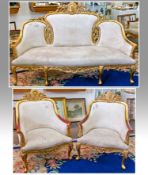 Late 20th Century Gilded Three Piece Suite, in the 18th century French taste, comprising three