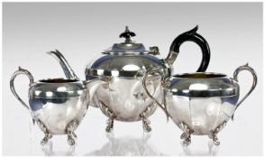 Early 20th Century Silver Plated Three Piece Tea Service, comprising teapot, milk jug and sugar