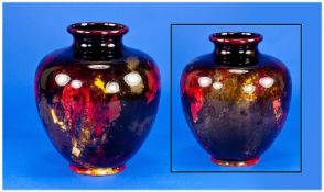 Royal Doulton Fine Flambe Sung Vase. c.1920`s. Signed Harry Nivon, ovoid shape, mixed colours. 7