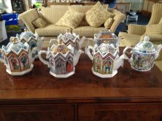 Collection of Eight Smaller Novelty Teapots, all depicting historical English themes, including