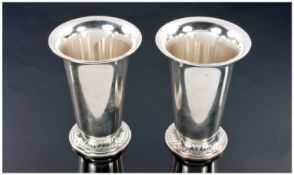 A Pair of Art Deco Norwegian Silver Wine Goblets. Trumpet shaped with flared rims and spreading