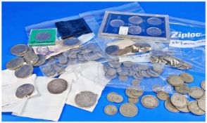 Mixed Lot of Better Coins, sorted into silver and better, general silver, copper and crowns.