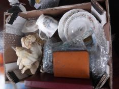 Box of Assorted Items, including figure of Mary and Jesus, Royal Albert `Portly`s Return` trio,