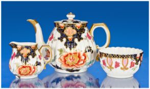 Derby Handpainted Mid 19th Century Singles Teapot, Milk Jug & Sugar Bowl. Pattern Number 5300.