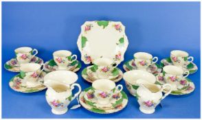 Tuscan Chine 35 Piece Part Tea Service `Naples` Pattern, 6008a Comprising 10 cups, 10 saucers, 10