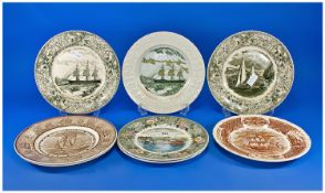 Collection of Eight Various Cabinet Plates, of nautical interest, early 20th century, mainly by