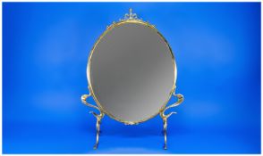 Small Art Nouveau Dressing Table Mirror, circa 1905, of oval form, fitted with bevelled edge glass,