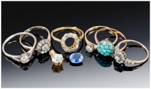 Collection Of Gemset Rings, Comprising Two 18ct Gold Diamond Rings (Both Set With Approx .20ct