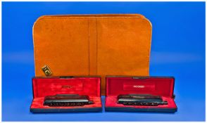Two Hohner Mouth Accordians CX12. In original cases, with instructions.