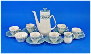 Empire Porcelain Staffordshire Coffee Set, comprising coffee pot, milk jug, sugar bowl, and six
