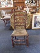 Early 19th Century Elm Ladder Back Side Chair, attributable to Lancashire, the top rail with