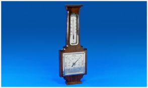 Vintage Art Deco S.B Quality Oak Cased Barometer. Circa 1940 with mercury thermometer. 17.25`` in