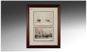Framed Military `Trawler` Print `Home and Away` and `Harvesters of the Deep`. 11.5 by 15 inches.