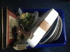Box of Misc Comprising Various Plates, posy vase, pair of pictures, etc.
