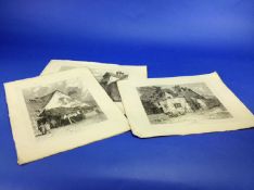 Five Large Woodcut Engravings of English Cottages. Published by Ackermann 1815.