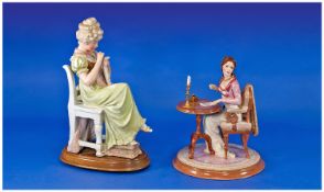 Two Various Figures of Seated Regency Ladies comprising Jane Austen`s Elizabeth from Pride and