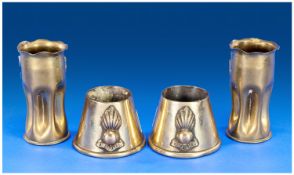 Trench Art, WW1 Battle Of Arras Pair Of Small Vases, Made From 37mm Ammo Shells, Together With
