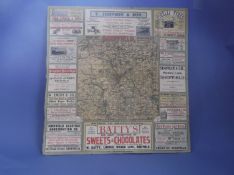 Original Early Twentieth Century Advertising Map of Sheffield and Yorkshire. 30 by 29 inches.