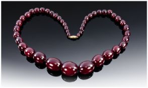 Graduating Cherry Coloured Amber Necklace, Beads Ranging In Size From 26mm - 7.8mm. + 3 Loose