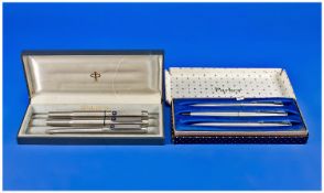 Two Boxed Sets Of Parker Pens, Each Set Comprising Fountain Pen, Ball Pen And Pencil.