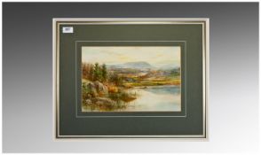 H.M. Krause Watercolour, Loch Scene, inscribed on face ``Loch Calavia and Ben Dronnaig, Rosshire``.