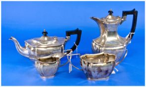 Edwardian Four Piece Silver Plated Tea and Coffee Service, comprising tea pot, coffee pot, milk jug