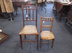 Edwardian Mahogany Bedroom Chair, in the Sheraton style, with boxwood stringing, canework seat,